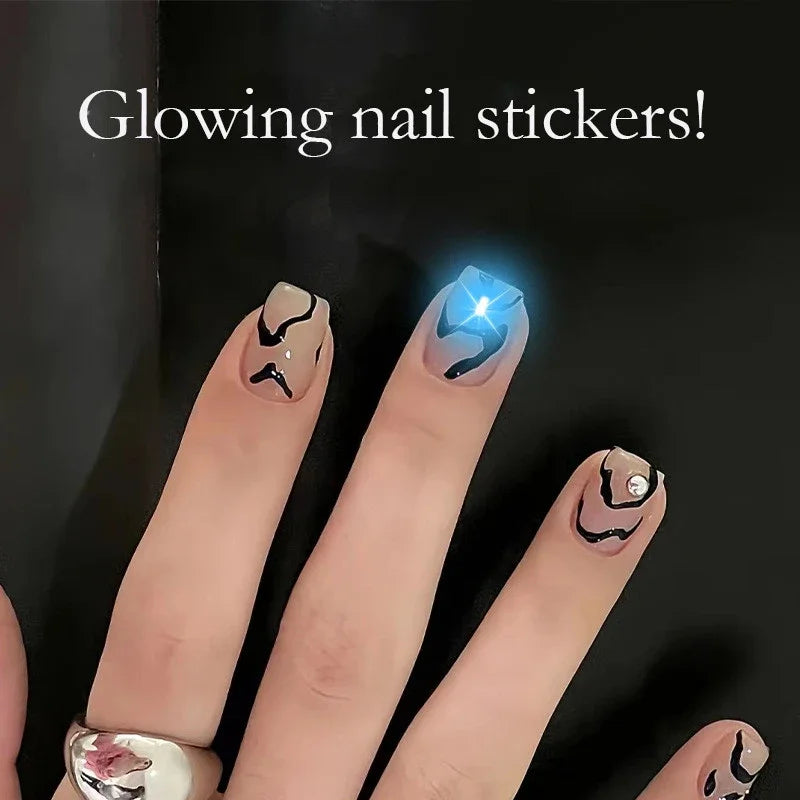 5pcs NFC Flash Nail Sticker LED Bare Chip Intelligent Luminous Nail Lamp Glow in the Dark Nail Stickers Enhancement Manicure