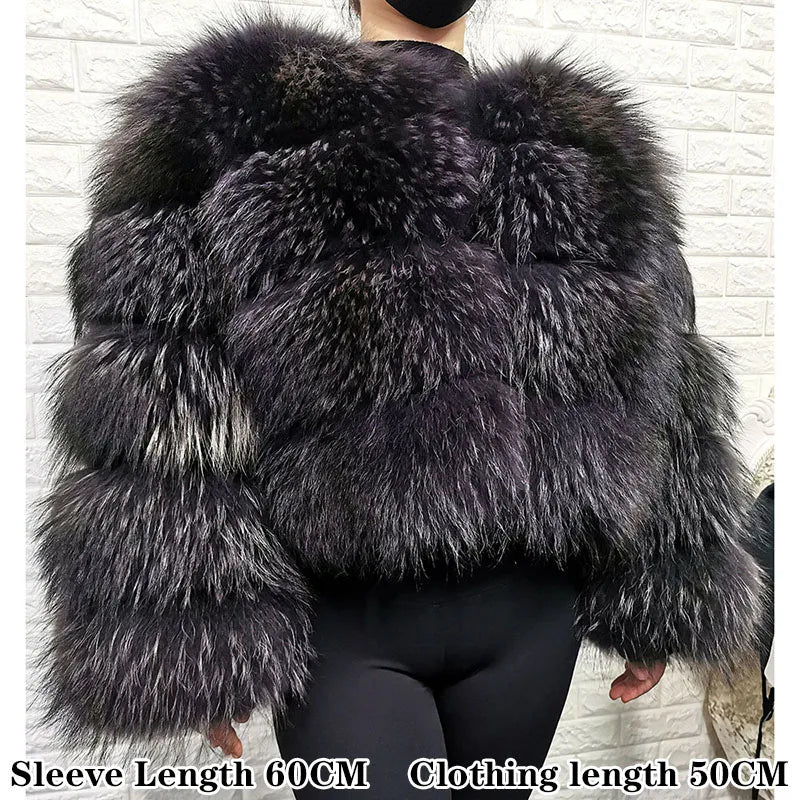 2026 Maomaokong Super Hot Winter Women Luxury Thick Real Raccoon Fur Coat Natural Fox Fur Jacket Plus Size Jackets Female Vest