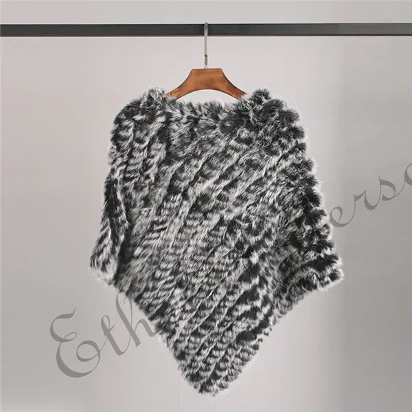 Women's Real Rabbit Fur Poncho Vest Natural Leather Winter Jacket Wrap Coat Shawl  Wedding Party Knitted Fur Vest Wholesale