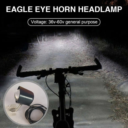 Ebike E-Bike 36V 48V 60V 80V Electric Bicycle Light with Horn Waterproof Scooters Motorcycle Headlight Horn Set Front Headlight