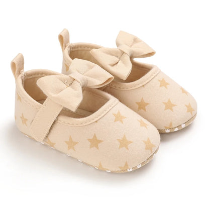 NEW Baby Girls Shoes Non-Slip Soft Soled Lace Bowknot Flats Toddler First Walker Fall Princess Shoes