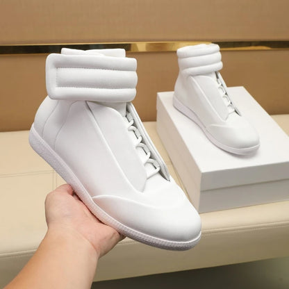 Men's High Top Casual Shoes Flats Premium Shoes For Man High Quality Leather Trainers Sneakers Hook & Loop Outdoor Ankle Boots