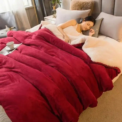 Double-Sided Wool Throw Blanket - White Dark Gray Warm Queen Duvet Cover For Winter, Ideal For Camping & Bedspreads