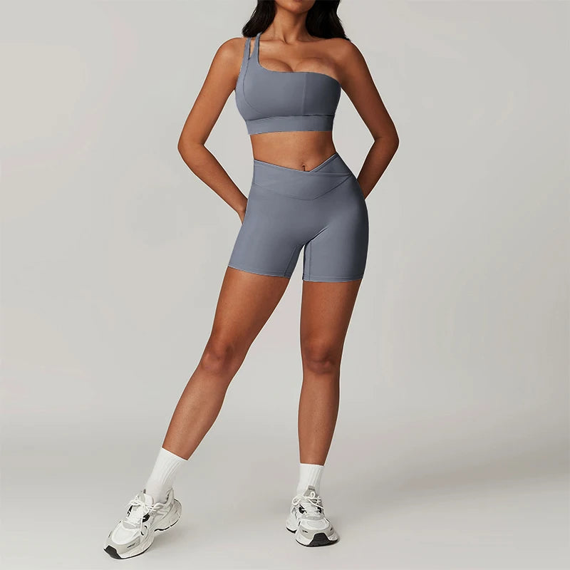 Skinny Sports Sets Women's Tracksuit Scrunch Butt Fitness Suits Push-Up Sexy Workout Sportswear Tights Short Activewear Woman