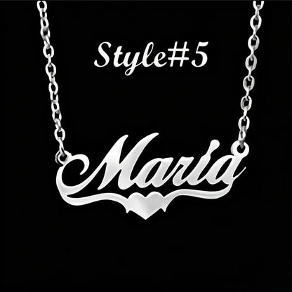 Multi-style Heart Name Design Personalized Pendant Necklace Woman Stainless Steel Silver Gold Name Customized Necklace Jewelry