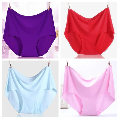 4Pcs Women Plus Size High Waist Ice Silk Boy Shorts Sexy Ultrathin Breathable Soft Underwear Panties Lingerie for 55-125kg