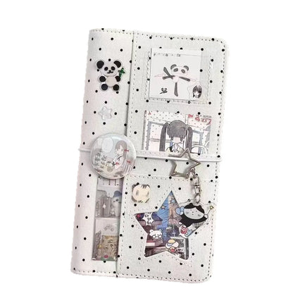 A6 Retro Polka Dot PU Notebook, 45 Sheets Loose Leaf Binder, DIY Refillable Journal Planner Stationery