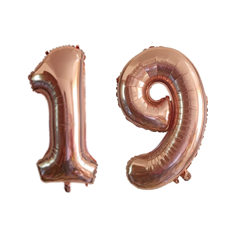 2Pcs 32 Inch Gold Silver Black Blue Red Helium Foil Number Balloon 16 17 18 19 20 21 Happy Birthday Party Decoration Supplies