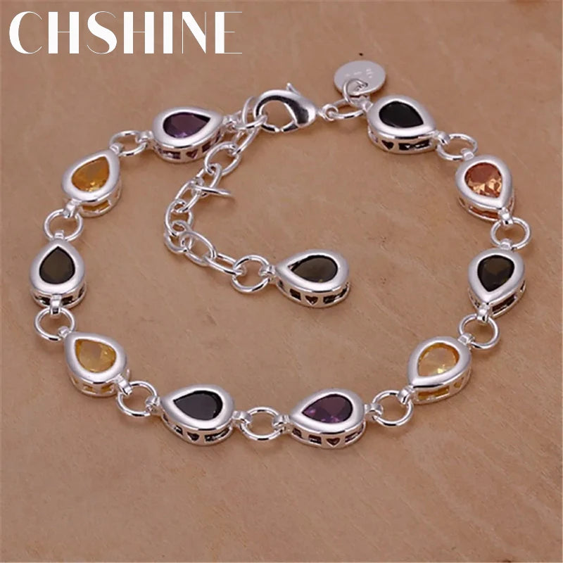Wholesale 925 Sterling silver Noble charm Bracelets Zircon chain crystal Jewelry fashion for women wedding lady cute