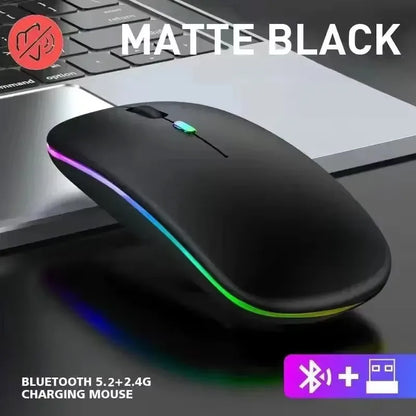 Rechargeable Silent Wireless Mouse LED Backlit Mice PC Laptop Computer Mous 2.4Ghz Receiver Bluetooth Dual Mode Optical Mice
