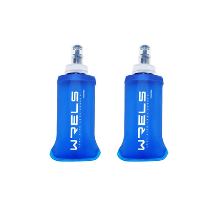 WRELS Foldable Silicone Water Bottle Outdoors Traveling Sport Running Cycling Kettle Water Bottle BPA Free 500ml With Straw