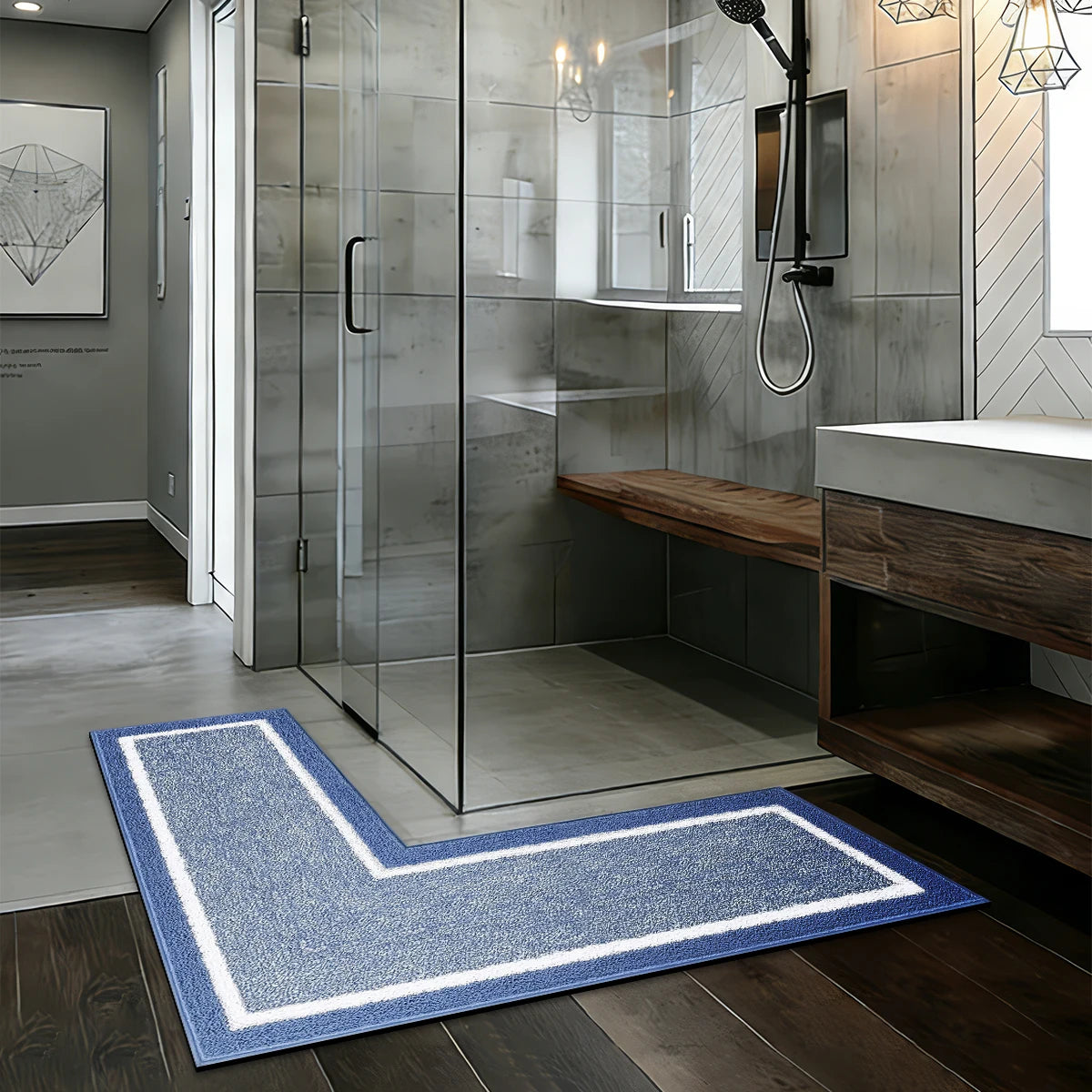 Simple L-shaped shower mat bathroom mat diatomaceous earth absorbent mat toilet anti-slip mat door mat
