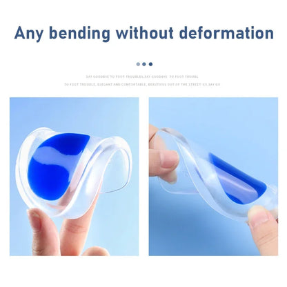 2pcs Silicone Gel Heel Insoles for Plantar Fasciitis Heel Spur U-shaped Pain Relief Protective Inserts Soft Pads for Men Women