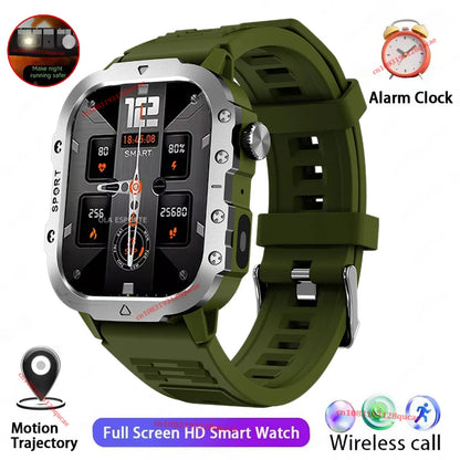 2026 New Military Smart Watch Men IP67 3ATM Outdoor Sports Fitness Tracker Blood Pressure Health Monitor BT Calls GPS Smartwatch