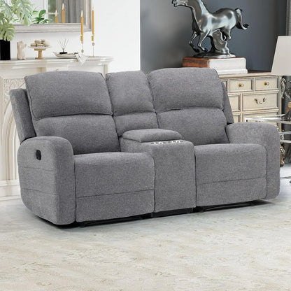 Manual Living Room Furniture Reclining Couch Set, Soft Fabric Loveseat Recliner Sofa for Meeting Room, Overstuffed, Custom