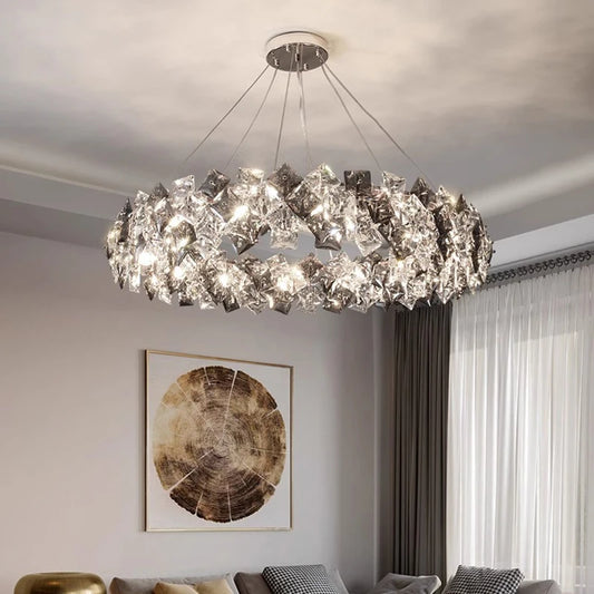 Crystal Pendant Light | Adjustable Hanging LED Fixture | Dining Rooms & Living Spaces