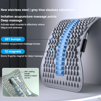 〔R〕Back Stretcher with Acupuncture Massage Nodes, Stepless Adjustable Lumbar Support Device for Lower Back Pain Relief