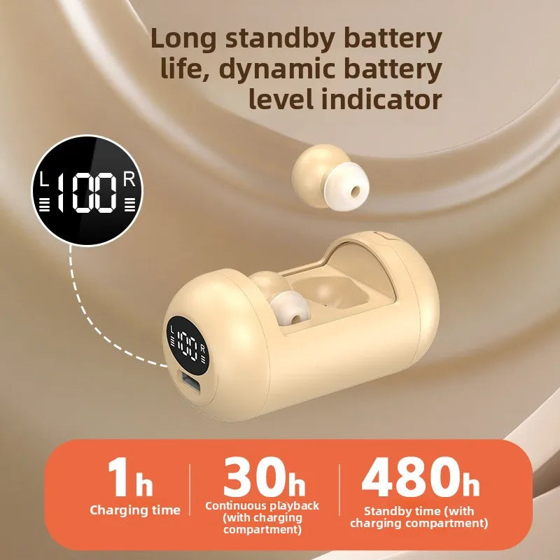 Mini Bean Sleep In-ear Wireless Bluetooth Headphone Ultralight Weight Power Display Earphone Comfortable Wear Sport Game Earbud
