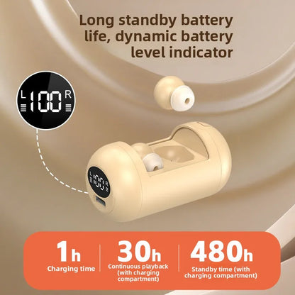Mini Bean Sleep In-ear Wireless Bluetooth Headphone Ultralight Weight Power Display Earphone Comfortable Wear Sport Game Earbud