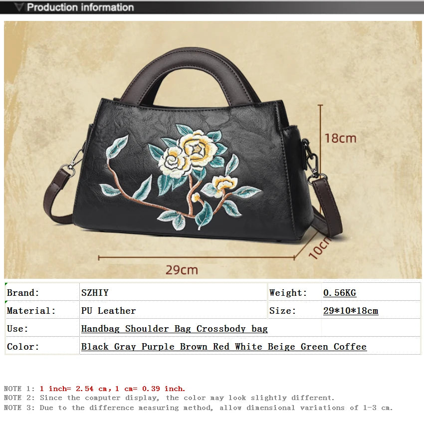 Luxury Designer Handbag Women Embroidered Shoulder Bag High-quality PU Diagonal Cross Bag Holiday Gift Office Handbag Handtasche