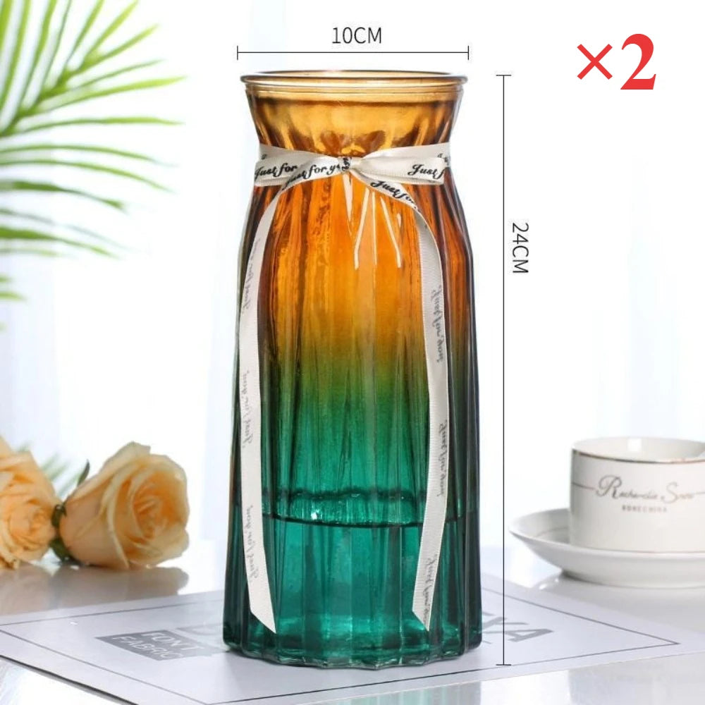 European Style Glass Vase Geometric Glass Vases Hydroponic Plant Bottle Flower Arrangement Pot Home Office Desktop Decor