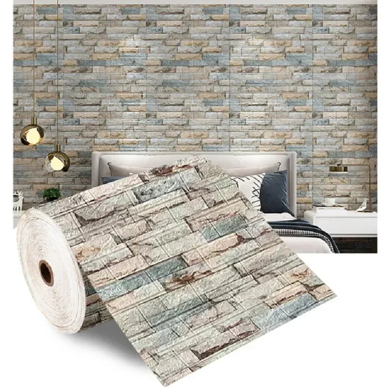 70cmx1/5/10m 3D Wallpaper Decoration Self-Adhesive Antique Foam Brick