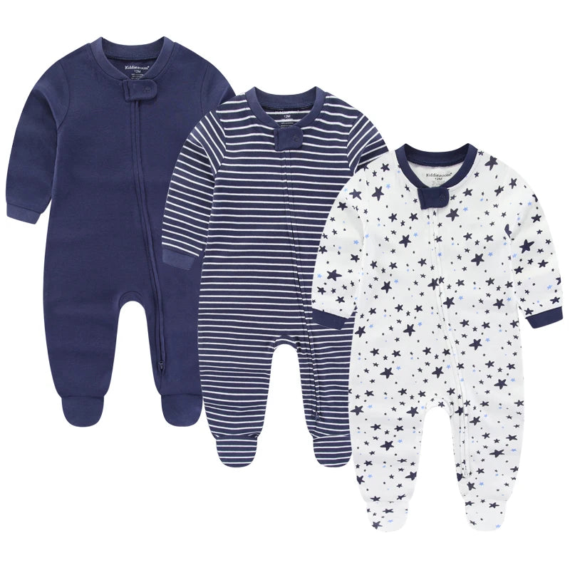 3PCS Newborn Cotton Baby Girl Clothes Cartoon Baby Boy Clothes Sets Autumn Long Sleeve Jumpsuits Spring Zipper Bebes