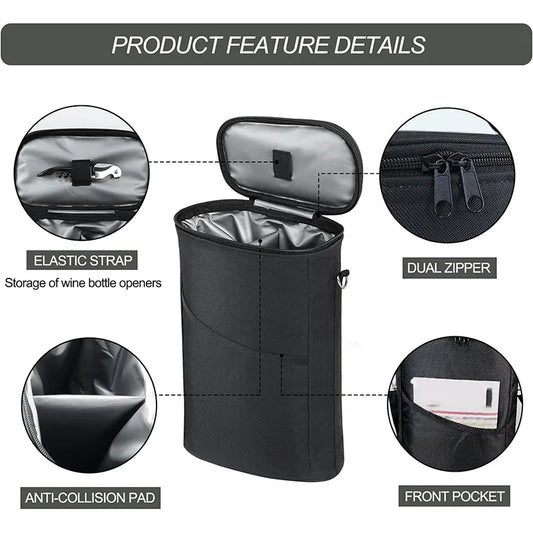 Wine Bottle Bag Soft Cooler Wine Bottle Insulated Bag for Wine Thermal  Outdoor Bag for Travel Carrier Tote Wine Glass