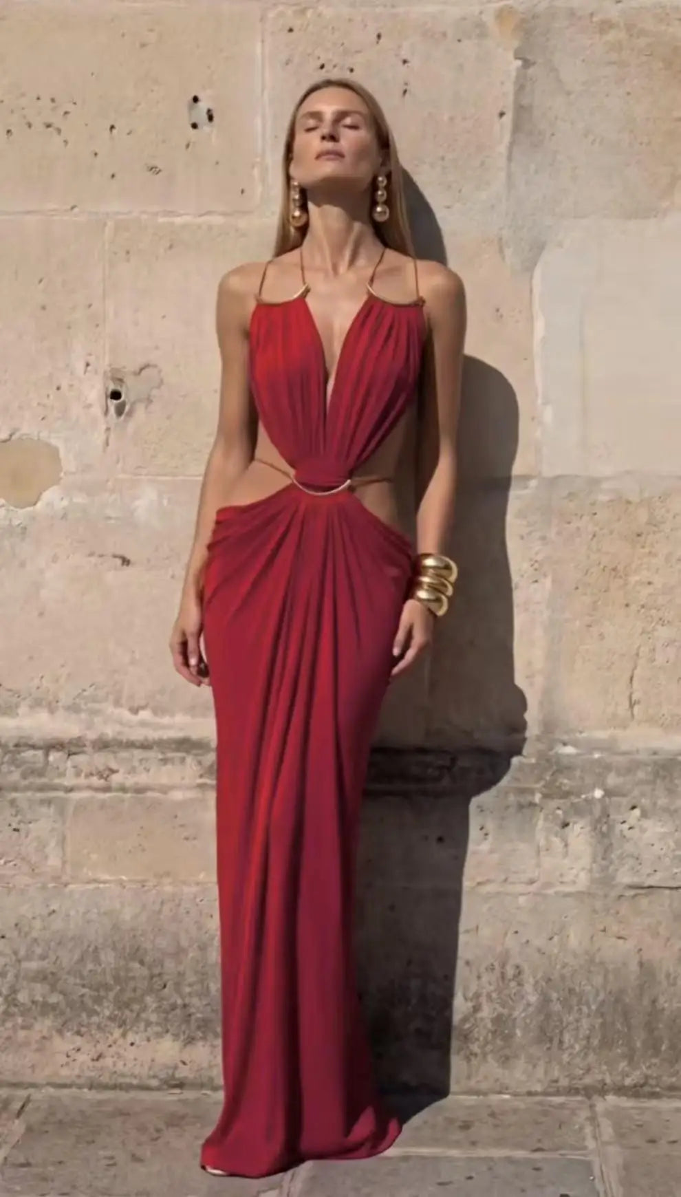 Sexy Women's Backless Dress Halter Sleeveless Waist Hollow Out Solid Female Dresses 2026 Summer Vacation Beach Fashion Lady Robe