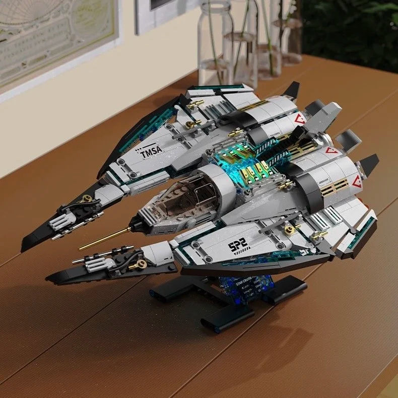 739PCS Space Wars Galaxy Starship Cruiser Building Blocks Interstellar Fighter Model High Tech Educational Toys Boys Kids Gift