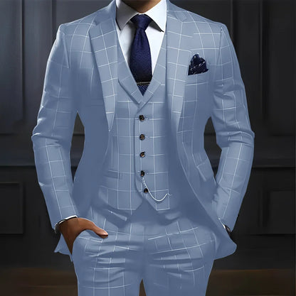 Plaid Men's suit 3 piece Suit Formal Business Work Clothes Party Groom Wedding Tuxedo Custom Color XS-5XL Suit Men