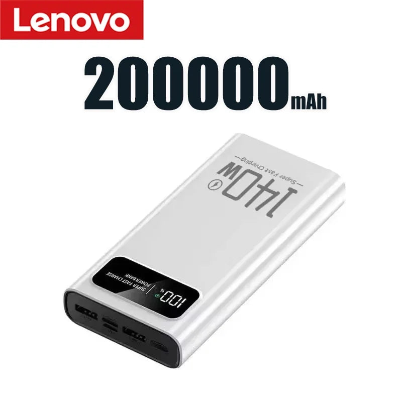 Lenovo 500000mAh High Capacity Power Bank 140W Super Fast Charging Battery Pack LED Digital Display Powerbank For Xiaomi IPhone