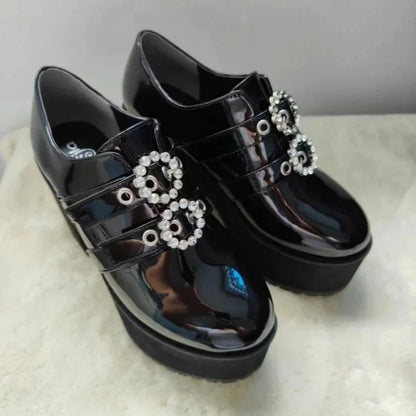 RGD4 Japanese Mine Series Round Drill Buckle JK Patent Leather Shoes Student Mass-Produced Platform High Heels Uniform Wom DP[7/