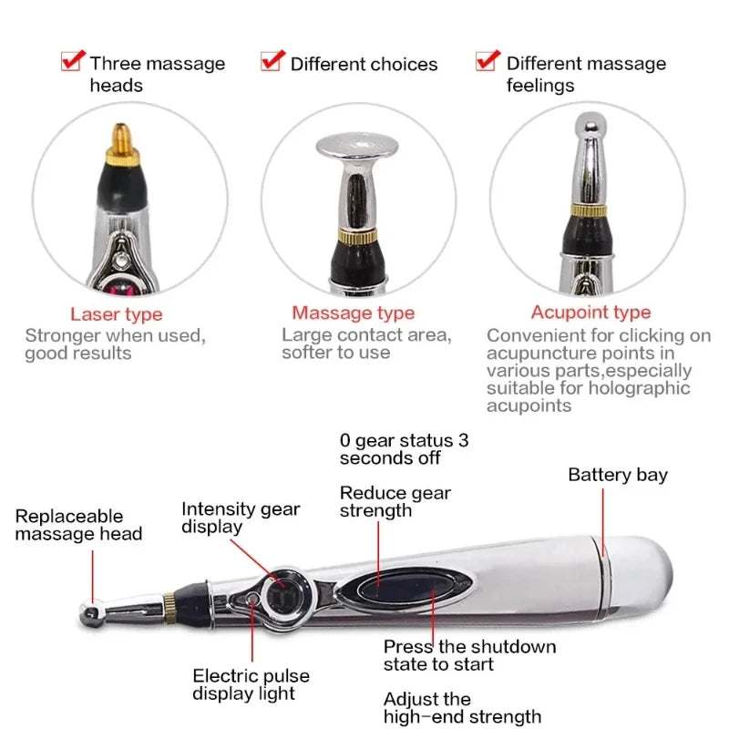 5 in 1 Electronic Acupuncture Pen Meridian Energy Pulse Massage Pen Acupoint Stimulation Pain Relief Muscle Relaxation Portable