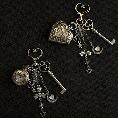 Original Hollow Heart Pocket Watch Chain Keychain Design Steampunk Clock Vintage Necklace Pendant Jewelry Watch Men Women Gift