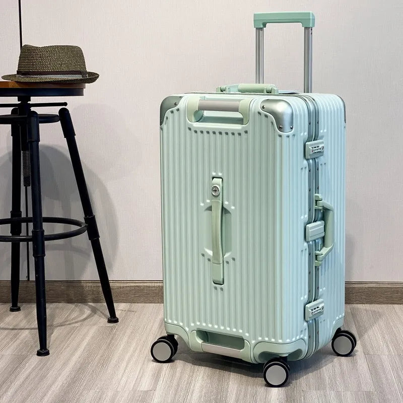KLQDZMS Aluminum Frame Suitcase Large Capacity Trolley Case 26"28"30"32 Inch Cart Type Travel Bag Universal Wheel Luggage