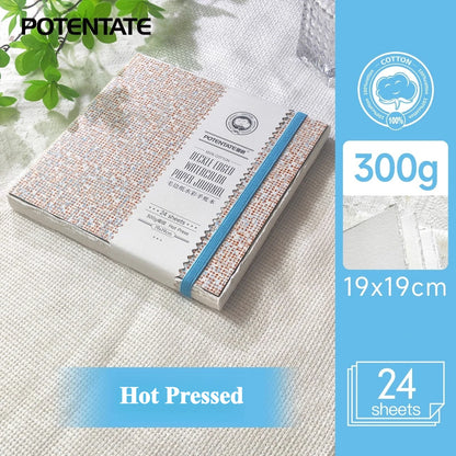 POTENTATE Cotton Fringed Watercolor Notebook 300g Hot/Cold Pressed Specific Watercolor Paper Drawing Book for Art Student