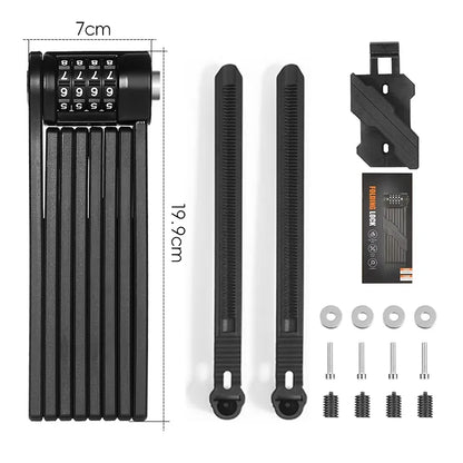 WEST BIKING Foldable Bike Lock Portable Anti-Theft Security Folding Padlock for MTB Road Bike E-bike Scooter Bicycle Accessories
