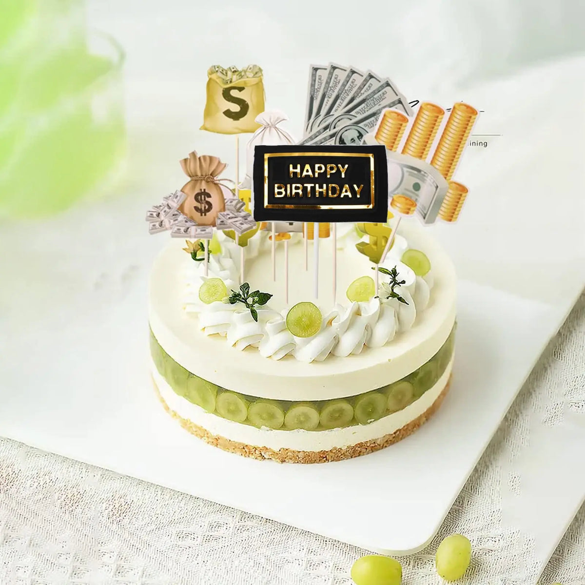 Dollar Happy Birthday Cake Decoration Money Cake Topper For 60s 70s 80s 90s Thanksgiving USA Dollar Theme Party Decors Supplies