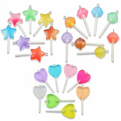 10pcs Cute Lollipops Pretend Play Food Pendants Crafts DIY Handmade Jewelry for Earring Necklace Keychain