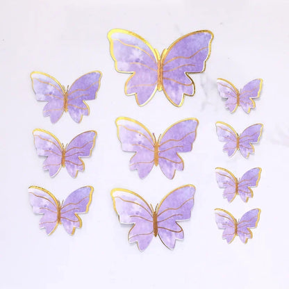 1 Set Happy Birthday Cake Topper Decoration Handmade Painted Butterfly For Wedding Party Baby Shower