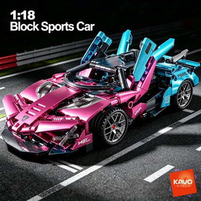 KAVOWORLD New Simulation City Sports Car Building Kit 467pcs High-Speed Racing Car Blocks Set Plated Exotic Small Supercar Vehicle Model Scissor Doors Collectible Display Super Bricks Puzzle Toy DIY Assembly Desktop Decor Hal