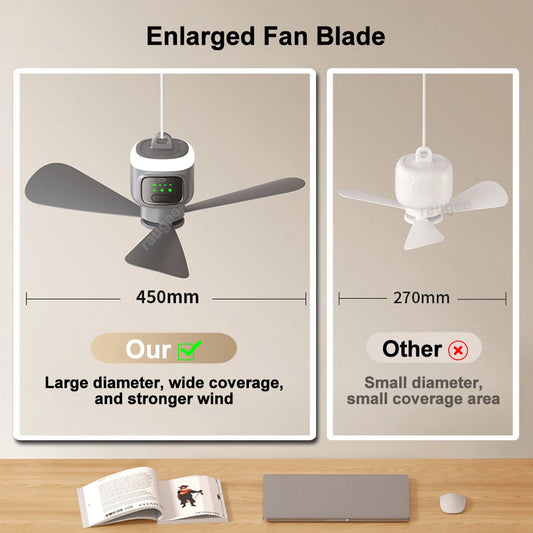 12000mah Portable Ceiling Fans Outdoor Camping Fan Tent Air Circulator