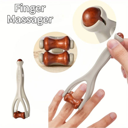 Finger Massager Solid Wood Finger Massage Roller Joint Massage Roller Acupoint Meridian 360 Roller Finger Massager Promote Blood