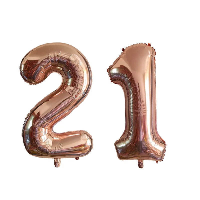 2Pcs 32 Inch Gold Silver Black Blue Red Helium Foil Number Balloon 16 17 18 19 20 21 Happy Birthday Party Decoration Supplies