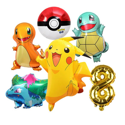 Pikachu Cartoon Balloon Garland Kit Lightning Foil Balloons Kids Birthday Party Supplies