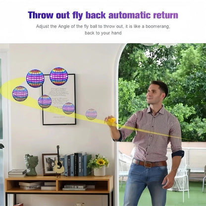 Flying Ball Children's Hand Controlled Color LED Cosmic Globe 360 ° Rotating Suspension Ball Suitable for Indoor and Outdoor Toy