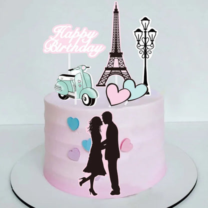Perfume Lipstick Makeup Brush Cake Topper DIY Women Cupcake Cake Flags Kids Girl Happy Birthday Bride Party Baking DIY Decor