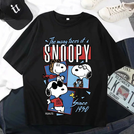 Snoopys Men Women Summer Clothes Adult Cotton Shirts Cartoon Anime Graphic Print Tops Cool Comfortable Shirt Birthday Party Gift