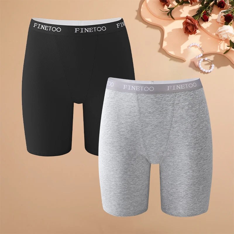 2pcs Women's High Waisted Boxer Briefs Cotton Plus Size Panties Sexy Elastic Waistband Sports Shorts Casual Comfortable Lingerie